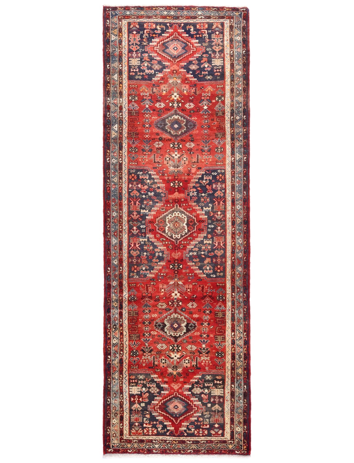 Semi Antique Red Tribal 4X10 Hamedan Persian Rug