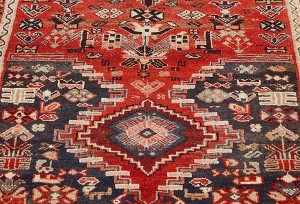 Semi Antique Red Tribal 4X10 Hamedan Persian Runner Rug