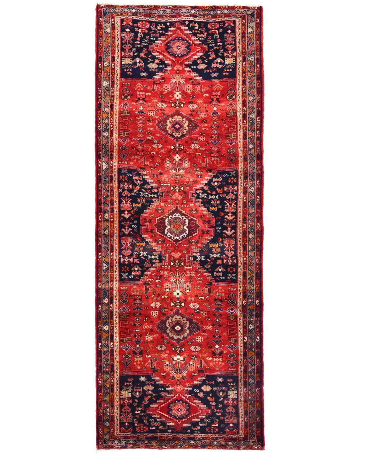 Vintage Red Tribal 4X10 Hamedan Persian Rug