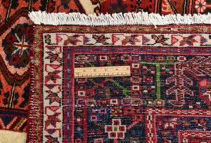 Vintage Red Geometric 5X13 Karajeh Persian Runner Rug