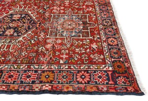 Semi Antique Red Geometric 4X13 Karajeh Persian Runner Rug