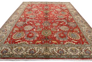 Vintage Red Traditional 10X12'6 Tabriz Persian Rug