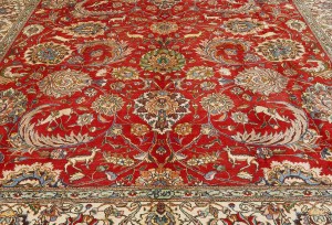 Vintage Red Traditional 10X12'6 Tabriz Persian Rug