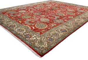 Vintage Red Traditional 10X12'6 Tabriz Persian Rug