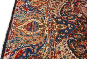 Vintage Purple-navy Pictorial 10X13 Kashmar Persian Rug