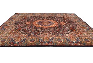 Vintage Purple-navy Pictorial 10X13 Kashmar Persian Rug