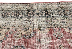 Antique Muted Floral 8X11 Distressed Vintage Oriental Rug