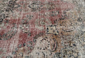 Antique Muted Floral 8X11 Distressed Vintage Oriental Rug