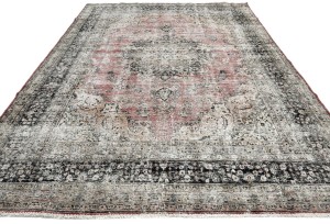 Antique Muted Floral 8X11 Distressed Vintage Oriental Rug