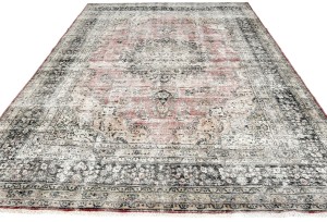 Antique Muted Floral 8X11 Distressed Vintage Oriental Rug