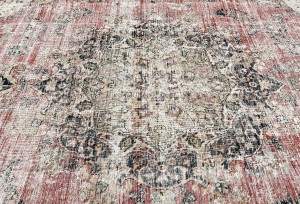 Antique Muted Floral 8X11 Distressed Vintage Oriental Rug