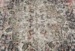 Antique Muted Floral 8X11 Distressed Vintage Oriental Rug