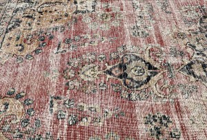 Antique Muted Floral 8X11 Distressed Vintage Oriental Rug