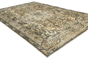 Antique Muted Floral 6'4X9'6 Distressed Vintage Oriental Rug