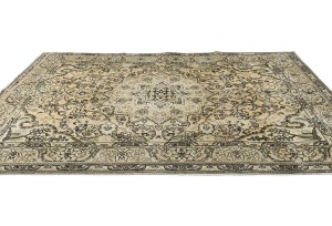 Antique Muted Floral 6'4X9'6 Distressed Vintage Oriental Rug