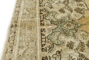 Semi Antique Muted Floral 7X10 Distressed Vintage Oriental Rug