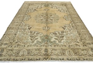 Semi Antique Muted Floral 7X10 Distressed Vintage Oriental Rug