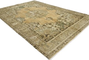 Semi Antique Muted Floral 7X10 Distressed Vintage Oriental Rug