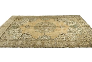 Semi Antique Muted Floral 7X10 Distressed Vintage Oriental Rug