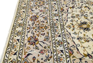 Vintage Cream Traditional 10X13 Kashan Persian Rug