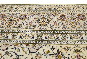Vintage Cream Traditional 10X13 Kashan Persian Rug