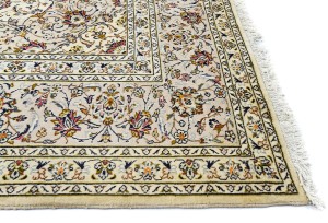 Vintage Cream Traditional 10X13 Kashan Persian Rug
