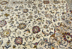 Vintage Cream Traditional 10X13 Kashan Persian Rug