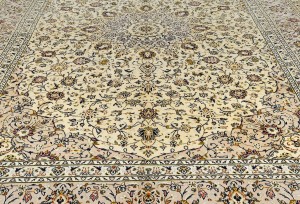 Vintage Cream Traditional 10X13 Kashan Persian Rug