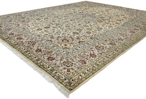 Vintage Cream Traditional 10X13 Kashan Persian Rug