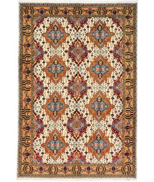 Vintage Cream Traditional 7x10 Tabriz Persian Rug