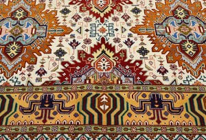 Vintage Cream Traditional 7x10 Tabriz Persian Rug