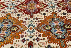 Vintage Cream Traditional 7x10 Tabriz Persian Rug