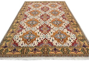 Vintage Cream Traditional 7x10 Tabriz Persian Rug