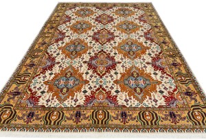 Vintage Cream Traditional 7x10 Tabriz Persian Rug