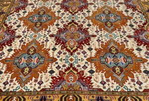 Vintage Cream Traditional 7x10 Tabriz Persian Rug
