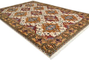 Vintage Cream Traditional 7x10 Tabriz Persian Rug