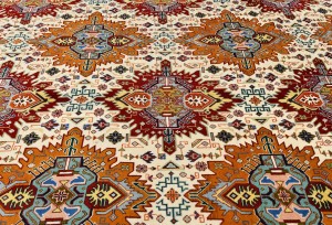Vintage Cream Traditional 7x10 Tabriz Persian Rug
