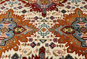 Vintage Cream Traditional 7x10 Tabriz Persian Rug