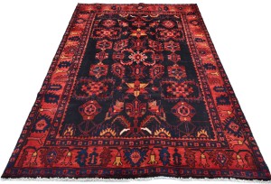 Vintage Red Tribal Floral 4X7 Hamedan Persian Rug