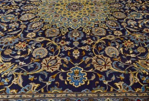 Vintage Dark Navy Traditional 10X13 Kashmar Persian Rug