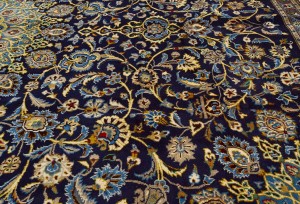 Vintage Dark Navy Traditional 10X13 Kashmar Persian Rug