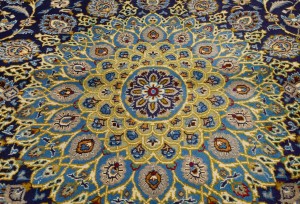 Vintage Dark Navy Traditional 10X13 Kashmar Persian Rug