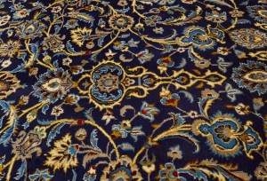 Vintage Dark Navy Traditional 10X13 Kashmar Persian Rug