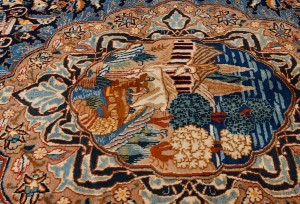 Vintage Pictorial Traditional 10X13 Kashmar Persian Rug