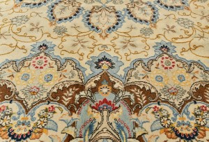 Semi Antique Beige Traditional 9X13 Kashan Persian Rug