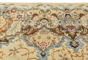 Semi Antique Beige Traditional 9X13 Kashan Persian Rug