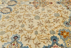 Semi Antique Beige Traditional 9X13 Kashan Persian Rug
