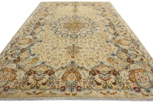 Semi Antique Beige Traditional 9X13 Kashan Persian Rug