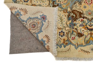Semi Antique Beige Traditional 9X13 Kashan Persian Rug