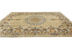 Semi Antique Beige Traditional 9X13 Kashan Persian Rug